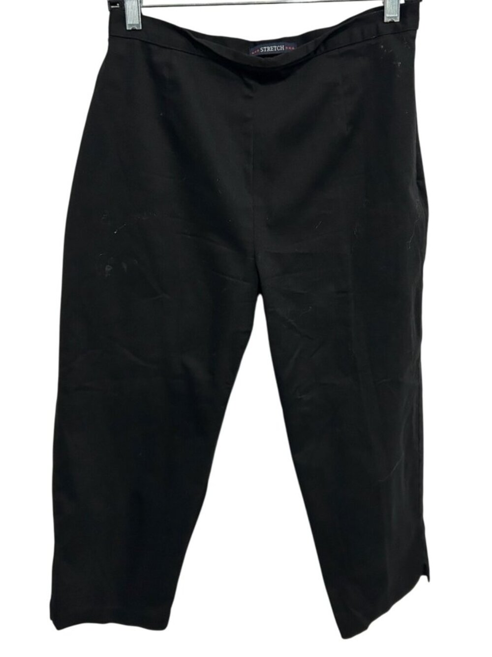 Bill Blass Sz 8 Black Stretch Cotton Blend Cropped Pants Retro Minimalist